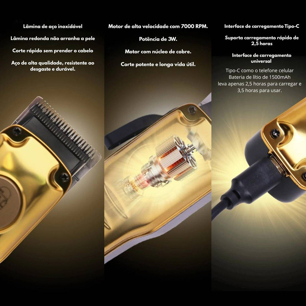 Máquina De Cortar Cabelo Profissional KM-510 Com Display LCD Recarregável Por USB - LFJ-KM-510