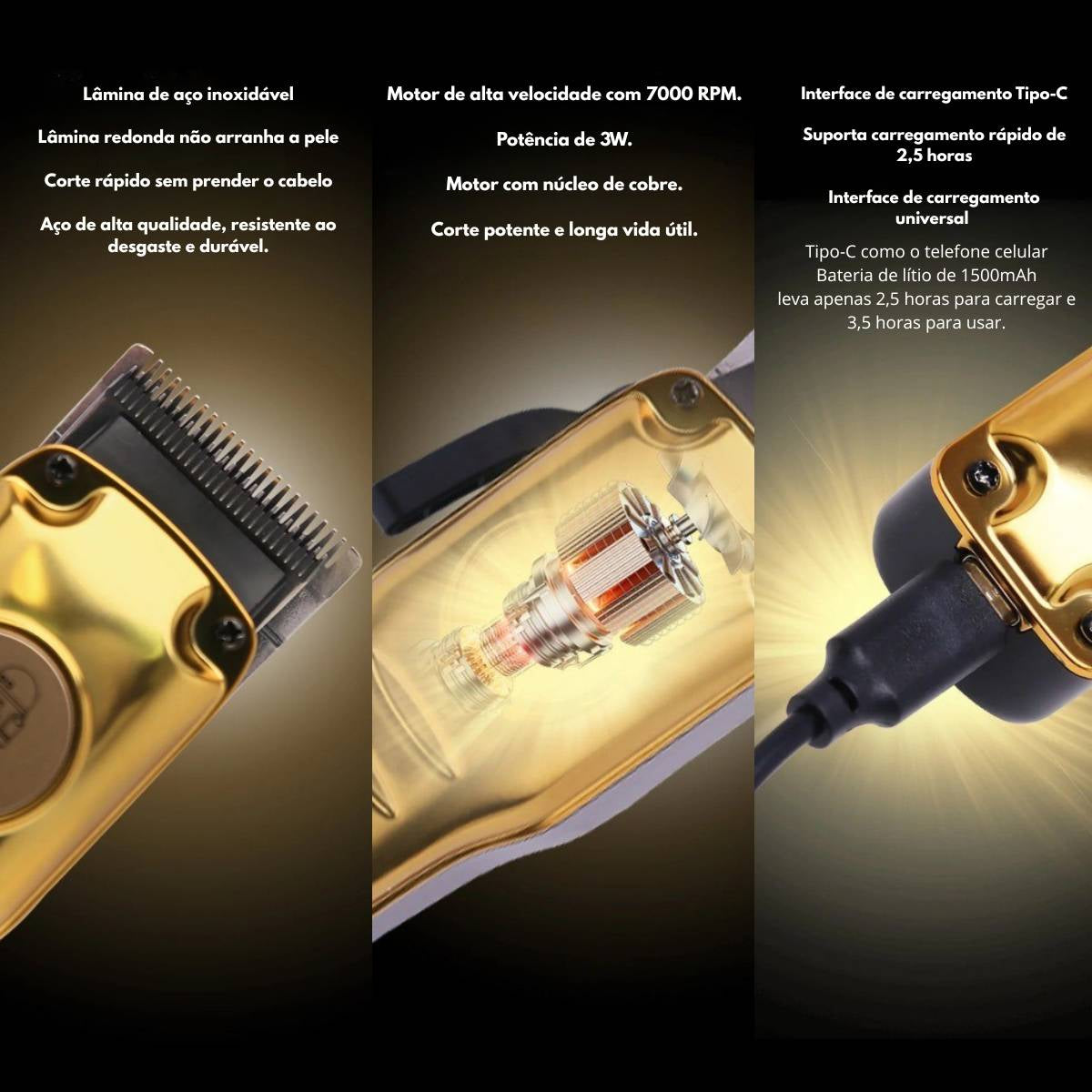 Máquina De Cortar Cabelo Profissional KM-510 Com Display LCD Recarregável Por USB - LFJ-KM-510