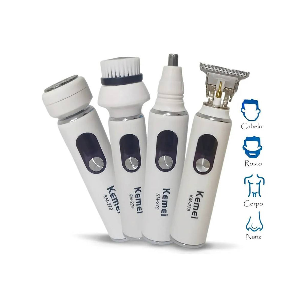 Máquina Kemei KM-279 Aparadora De Pelos 4x1 Cabelo Corpo Barba Nariz - LFJ-KM-279