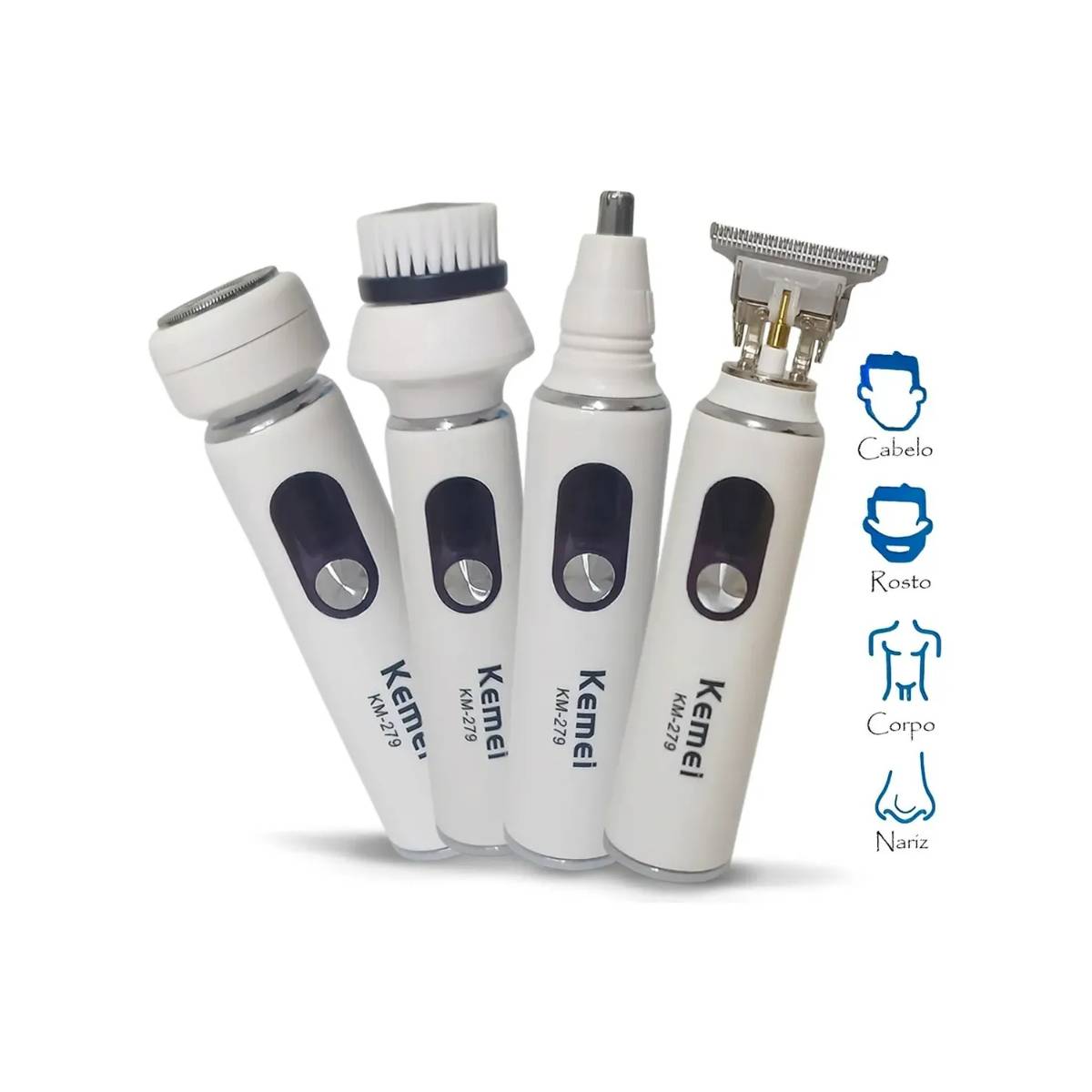Máquina Kemei KM-279 Aparadora De Pelos 4x1 Cabelo Corpo Barba Nariz - LFJ-KM-279