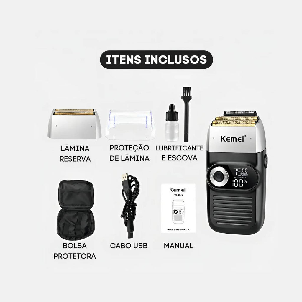 Maquina Kemei KM-2026 Shaver Sem Fio Bivolt Recarregável - TXD-KM-2026