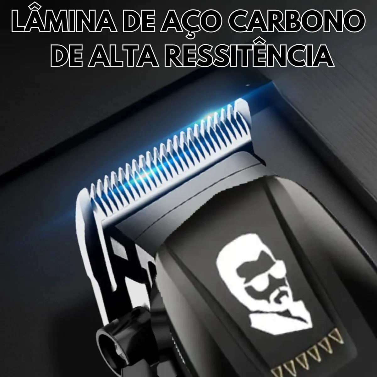 Máquina de Cortar Cabelo E Barba KEMEI-709A Profissional Azul e Amarela - LFJ-KM-709A