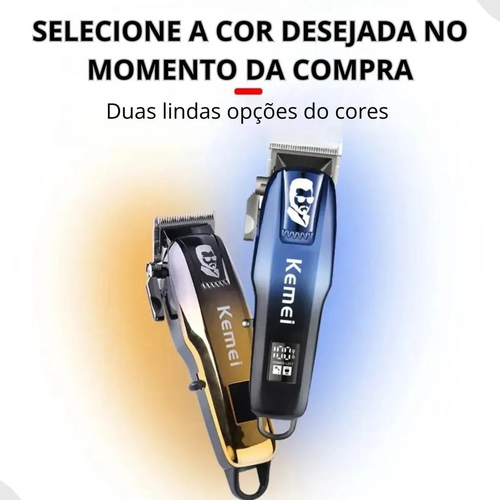Máquina de Cortar Cabelo E Barba KEMEI-709A Profissional Azul e Amarela - LFJ-KM-709A