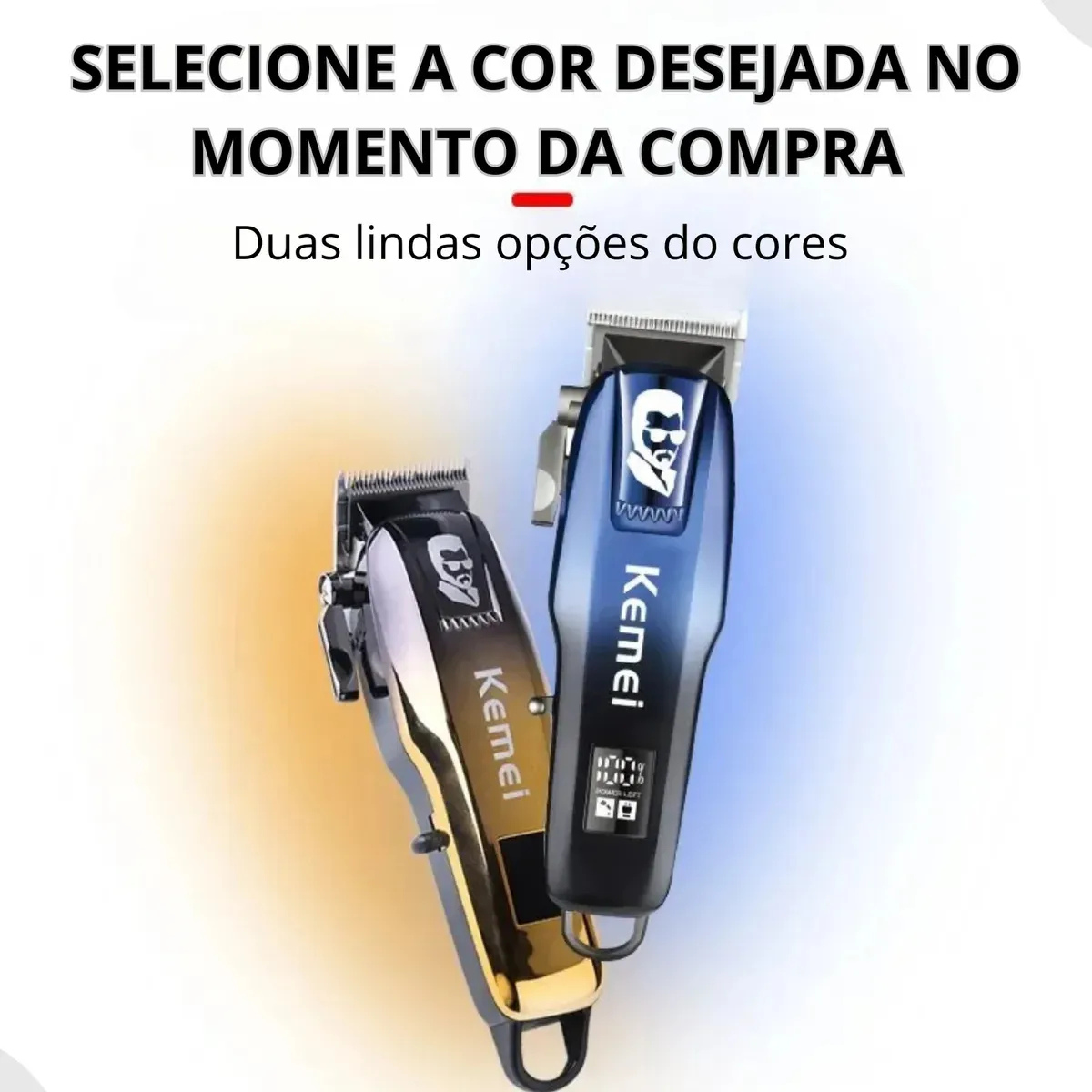 Máquina de Cortar Cabelo E Barba KEMEI-709A Profissional Azul e Amarela - LFJ-KM-709A