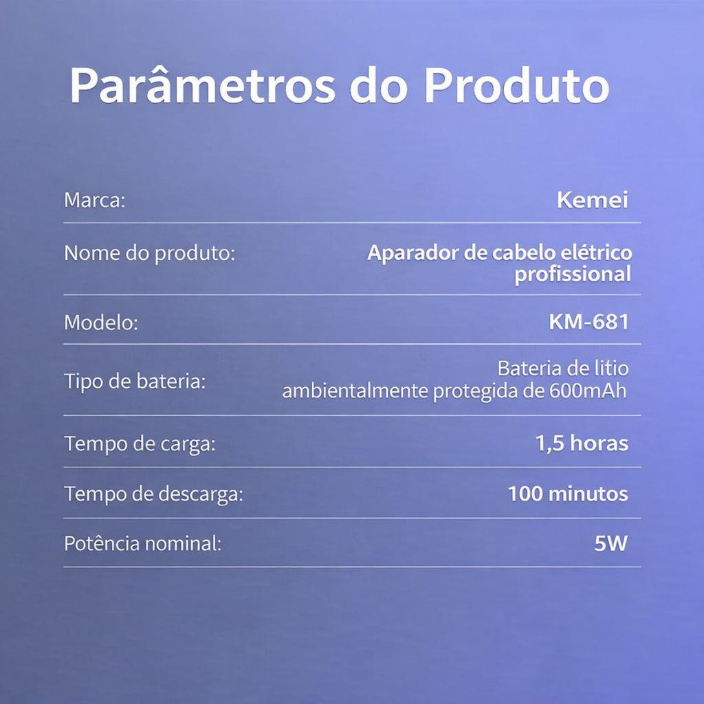 Máquina de Cortar Cabelo KEMEI-681 4 em 1 na Cor Verde - LFJ-KM-681