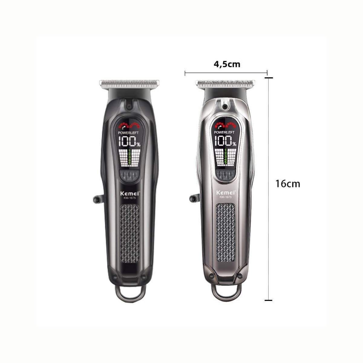 Máquina de Cortar Cabelo Kemei KM-1675 Motor Ajustável 5 Velocidades Gancho Ecológico - LFJ-KM-1675