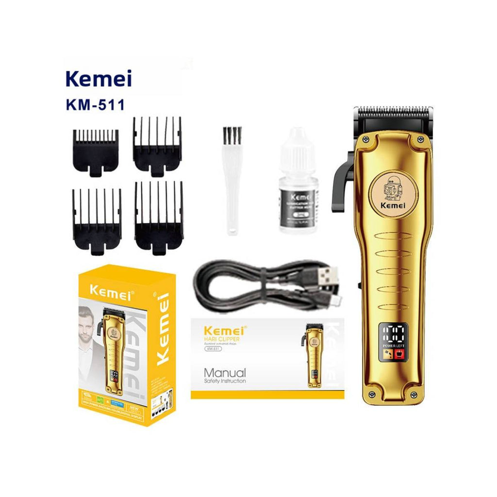 Máquina de Cortar Cabelo Profissional Kemei KM-511 Lâmina Ajustável - LFJ-KM-511