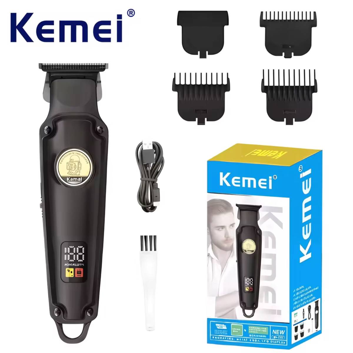 Máquina de Cortar Cabelo Profissional KM-2371 Elétrico Sem Fio USB - LFJ-KM-2371