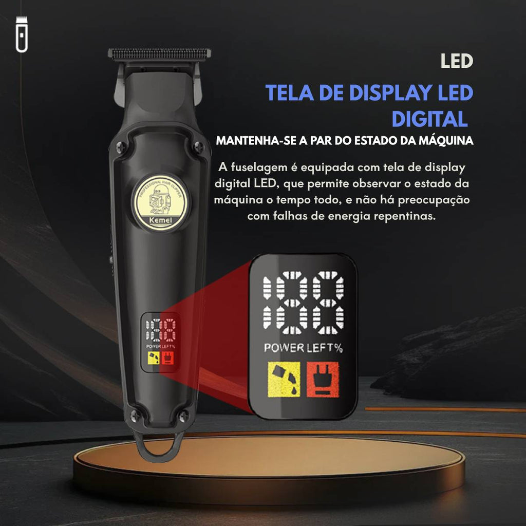 Máquina de Cortar Cabelo Profissional KM-2371 Elétrico Sem Fio USB - LFJ-KM-2371