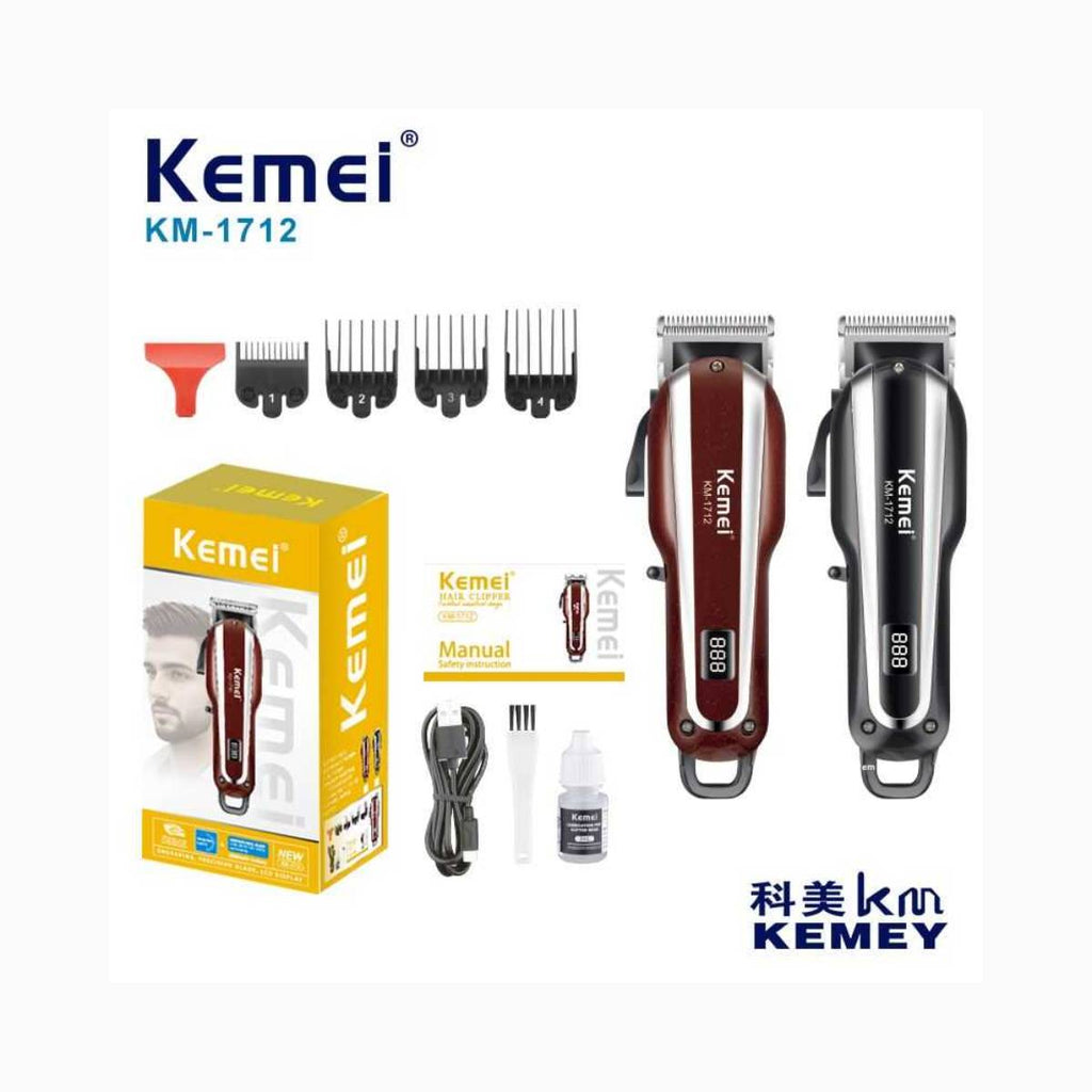 Máquina de Cortar Cabelo Profissional Kemei KM-1712 Recarregável USB - LFJ-KM-1712