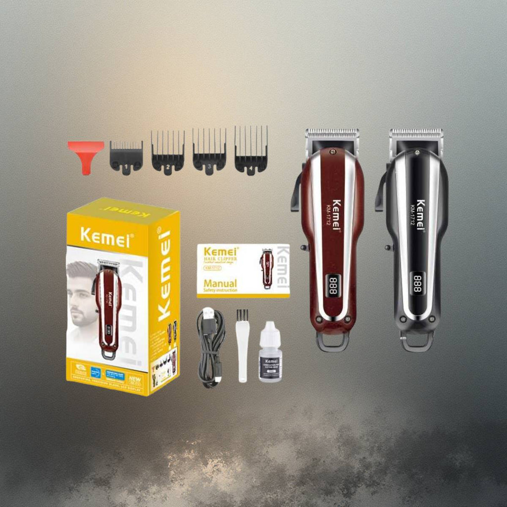 Máquina de Cortar Cabelo Profissional Kemei KM-1712 Recarregável USB - LFJ-KM-1712
