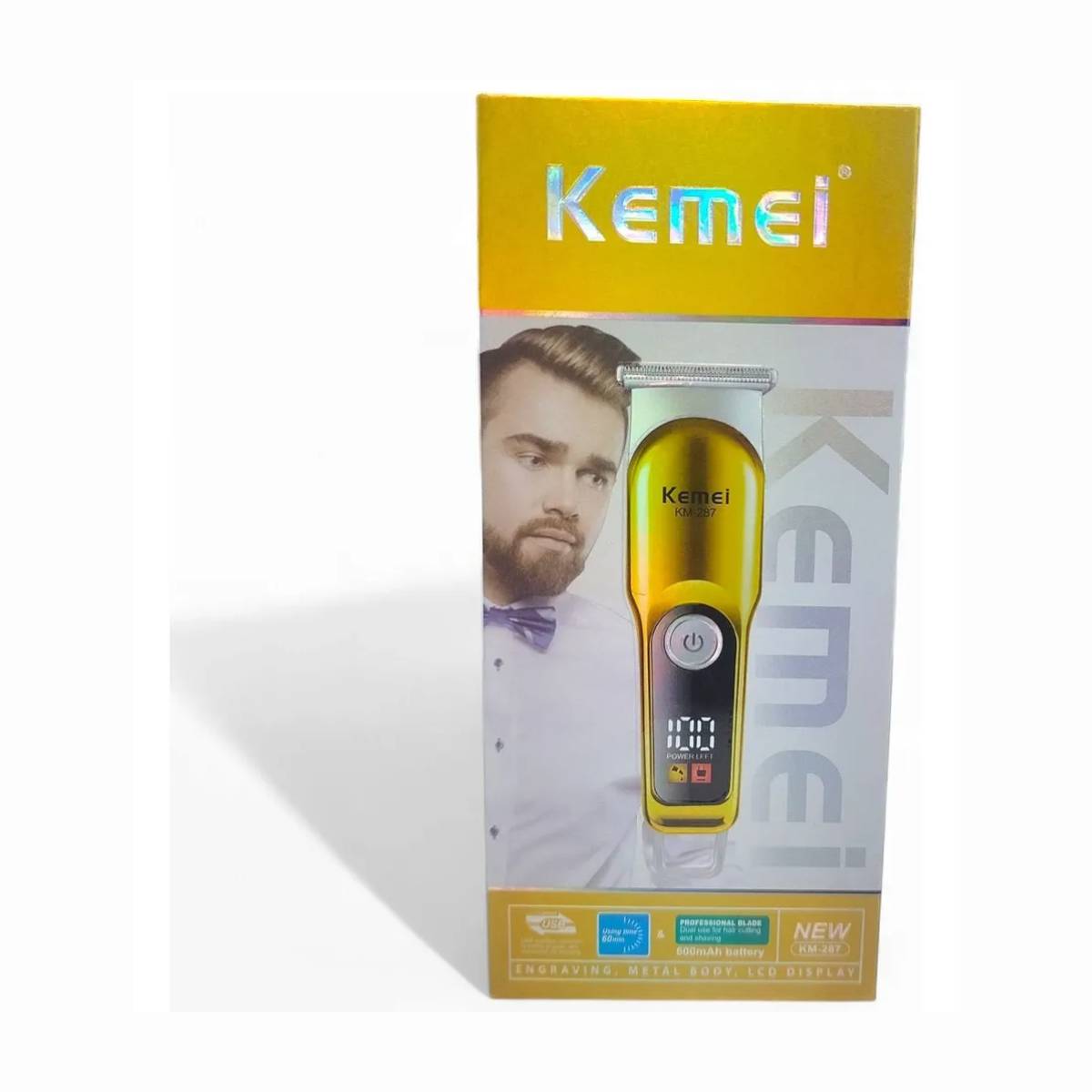 Máquina de Cortar Cabelo Universal Kemei KM-287 USB - LFJ-KM-287