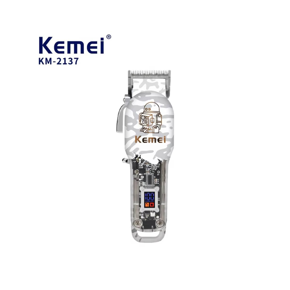 Máquina de Cortar Cabelo sem Fio KM-2137 Profissional com Tela Lcd - LFJ-KM-2137