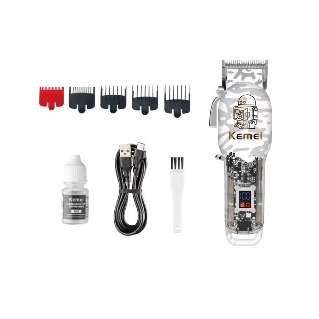 Máquina de Cortar Cabelo sem Fio KM-2137 Profissional com Tela Lcd - LFJ-KM-2137
