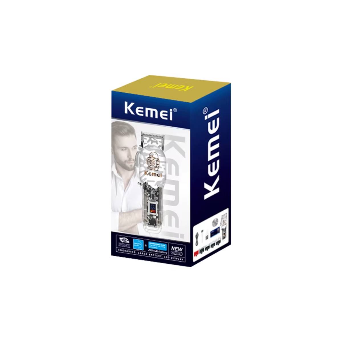 Máquina de Cortar Cabelo sem Fio KM-2137 Profissional com Tela Lcd - LFJ-KM-2137