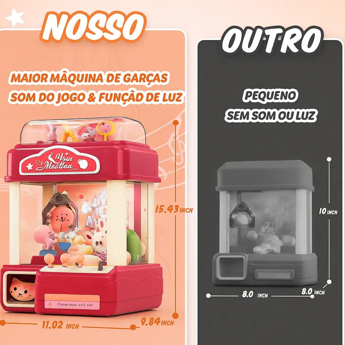 Máquina de Garras Extragrande Infantil Rosa com Pelúcias - A35040