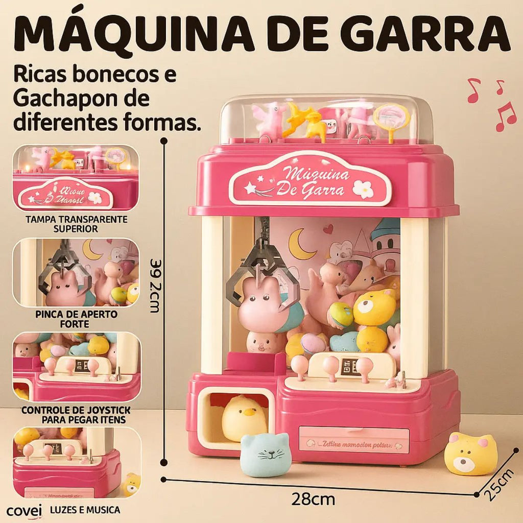 Máquina de Garras Extragrande Infantil Rosa com Pelúcias - A35040