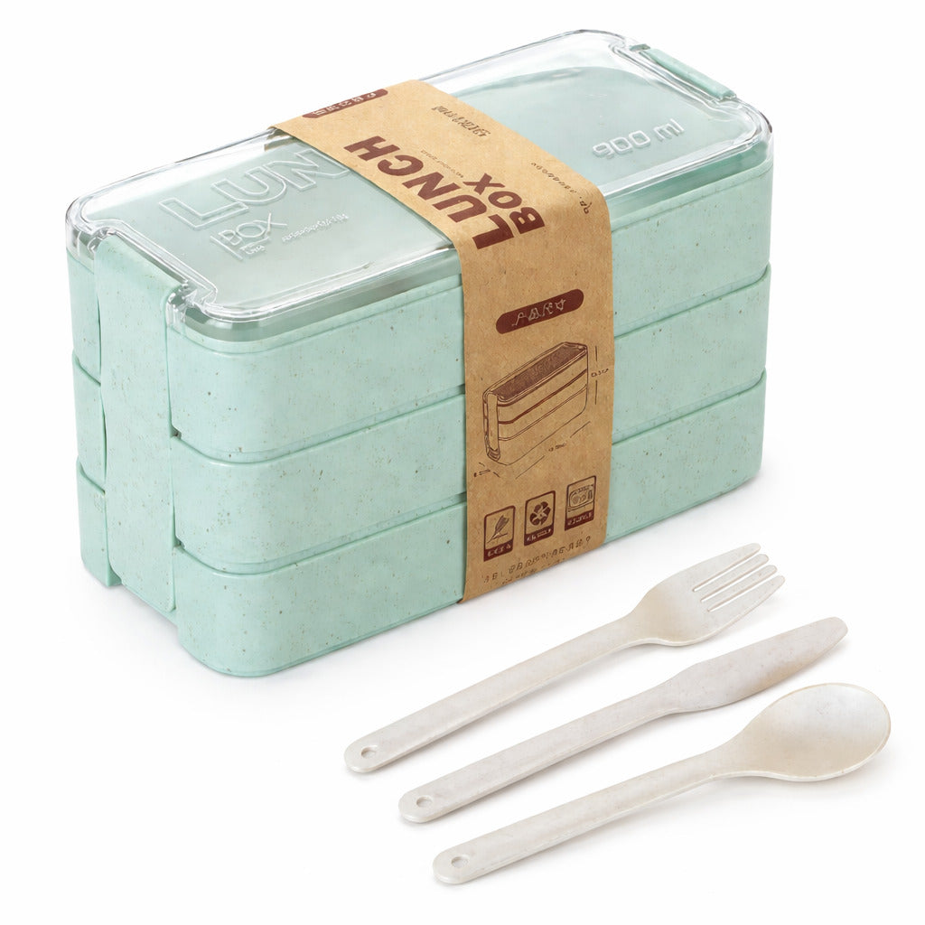 Marmita Fitness 3 Divisórias 900ml Colher Garfo Faca - CMM-2209