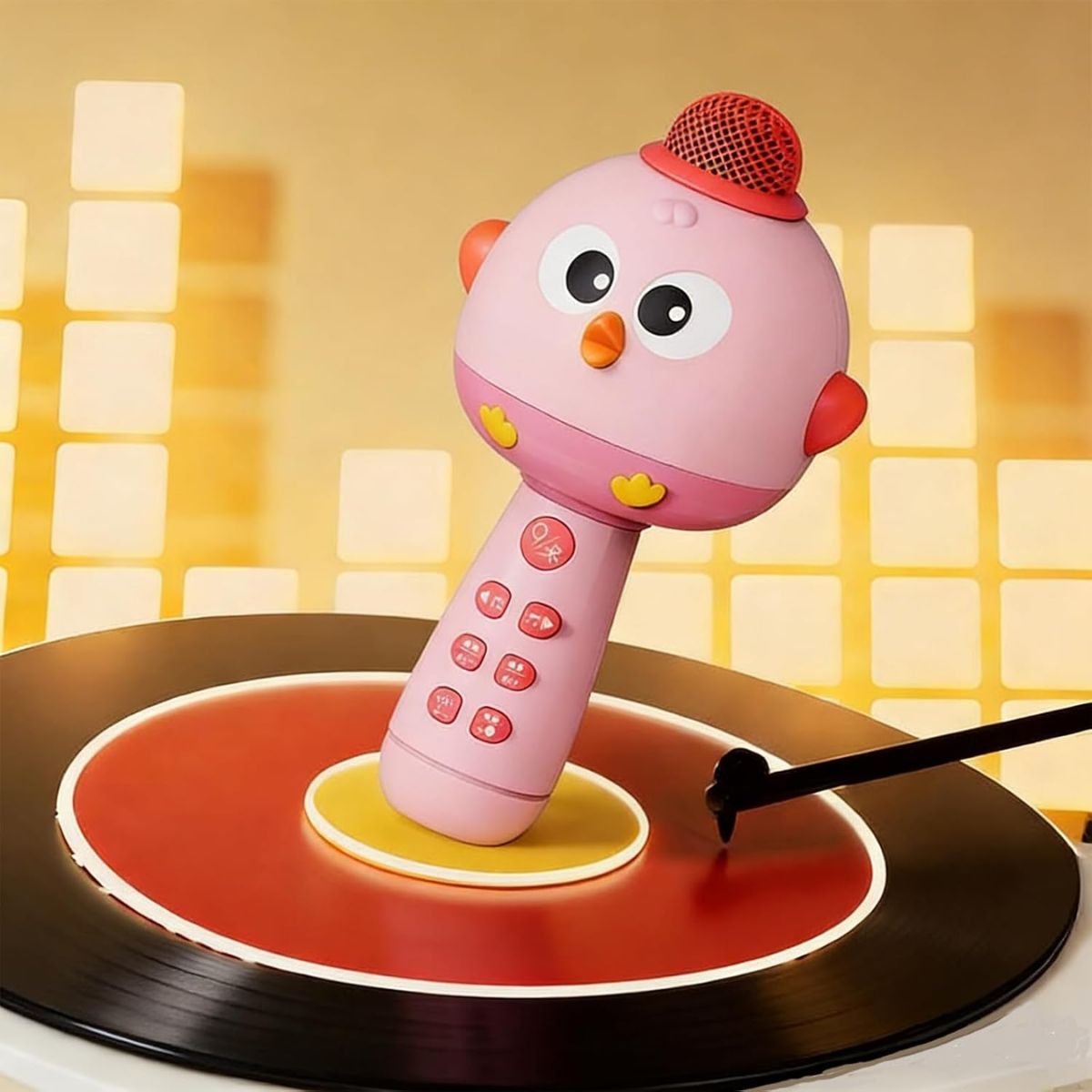 Microfone Infantil Musical Patinho Rosa - A36-Rosa
