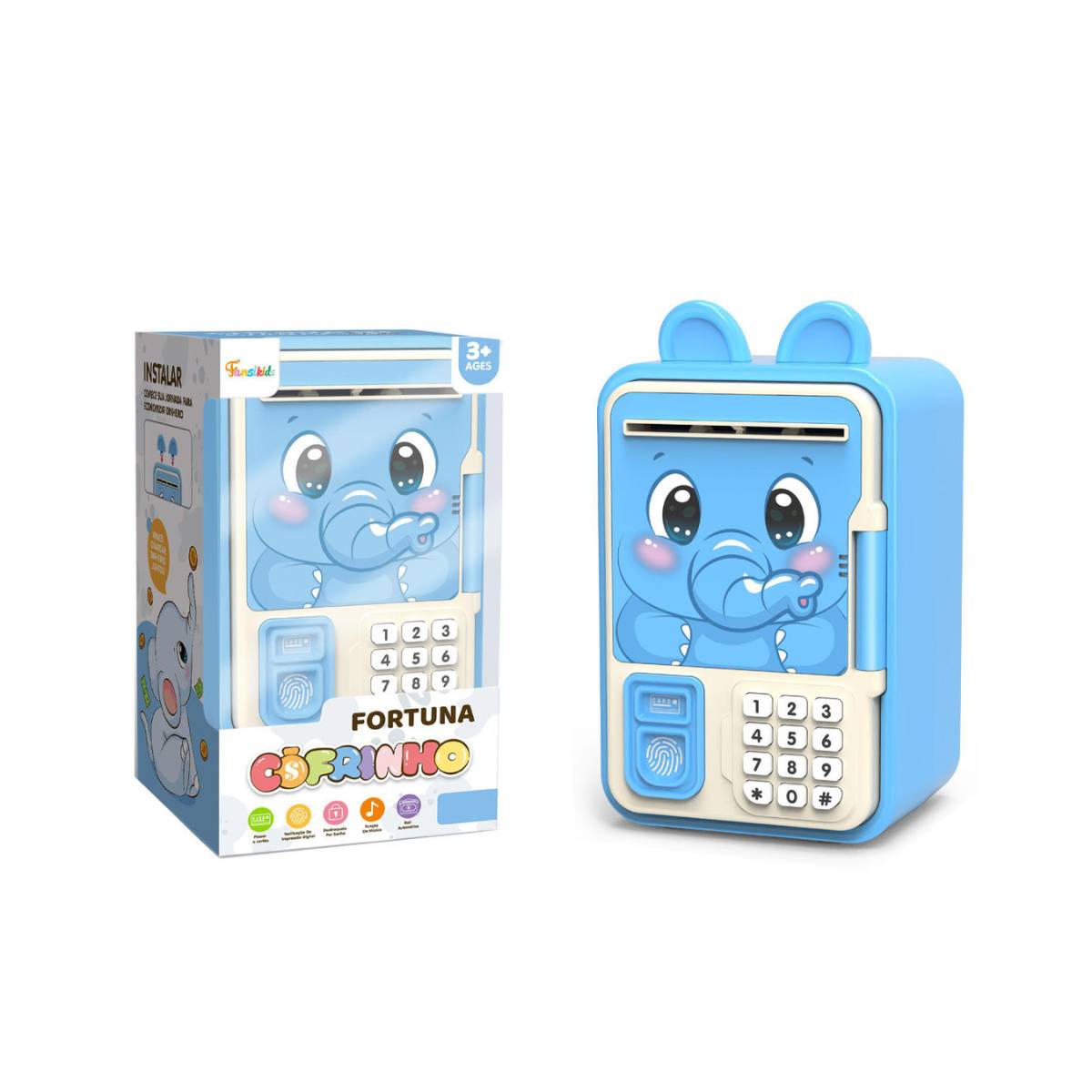 Mini Cofrinho Infantil com Senha e Desbloqueio por Impressão Digital - TW885