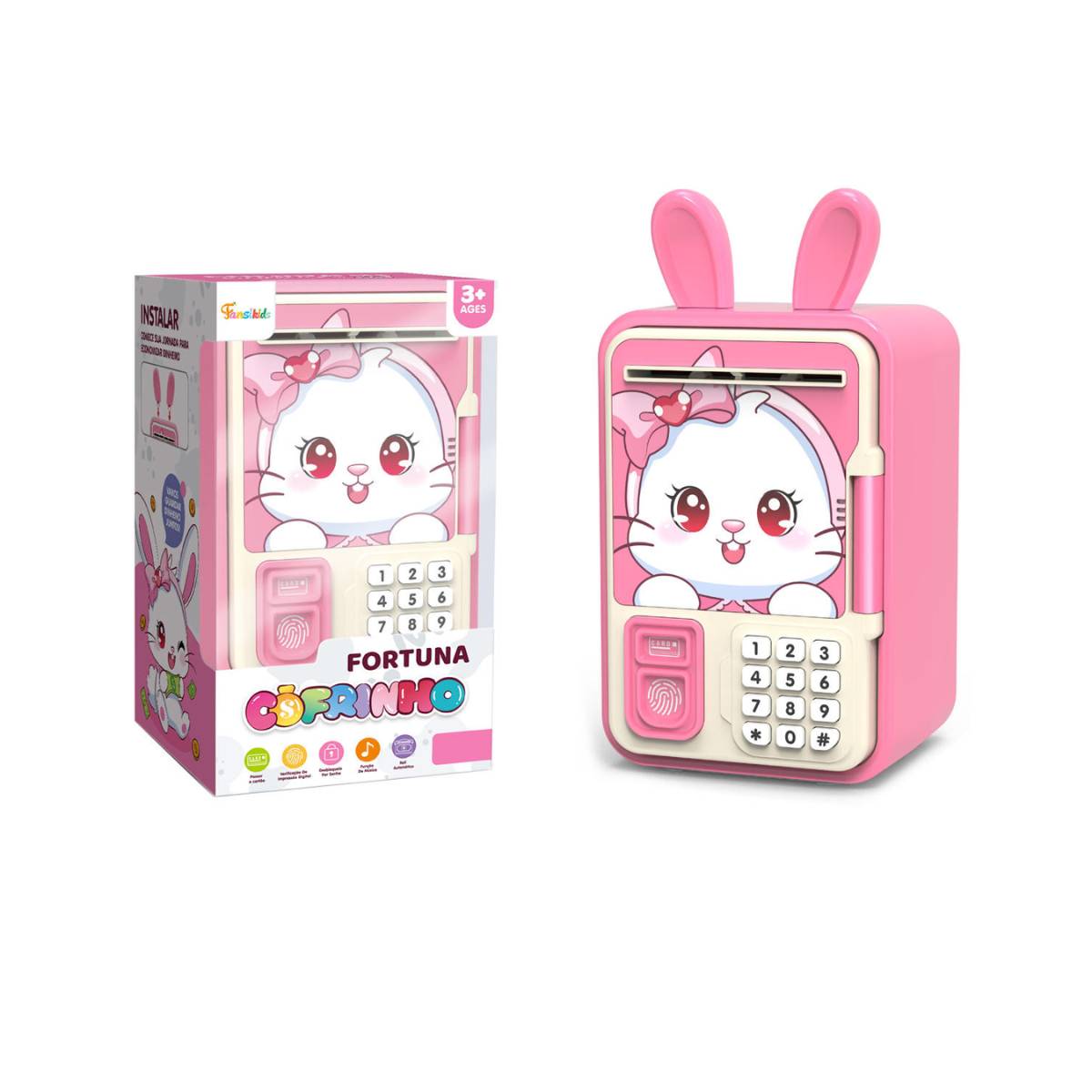 Mini Cofrinho Infantil com Senha e Desbloqueio por Impressão Digital - TW885