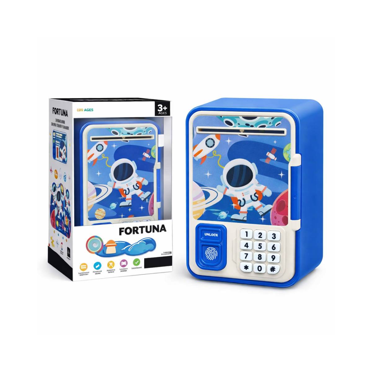 Mini Cofrinho Infantil com Senha e Desbloqueio por Impressão Digital - TW885