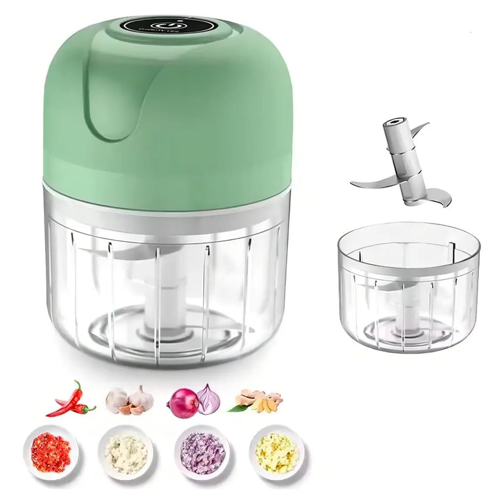 Mini Processador Elétrico de Alimentos Recarregável - XDX-1091-D5-Verde