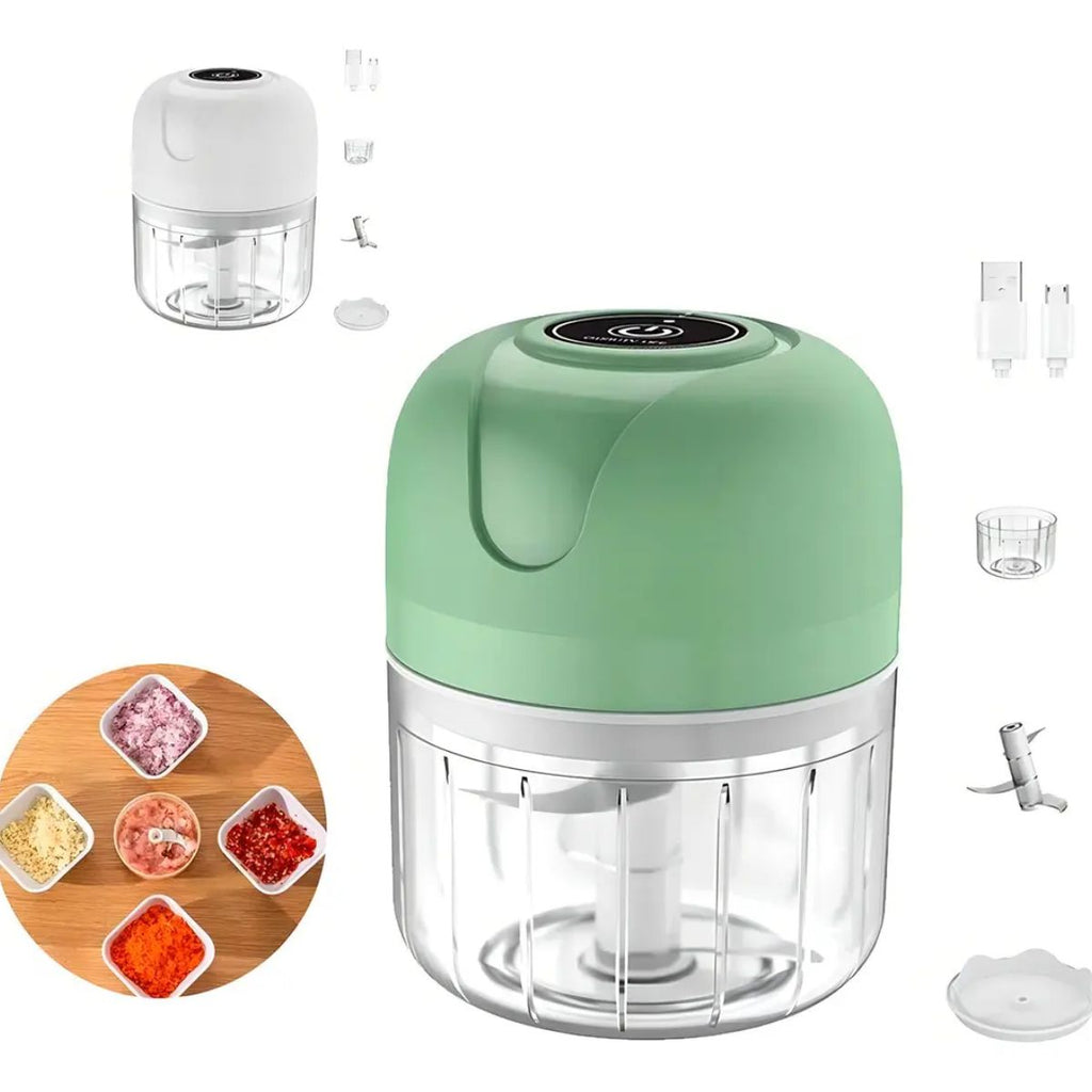 Mini Processador Elétrico de Alimentos Recarregável - XDX-1091-D5-Verde
