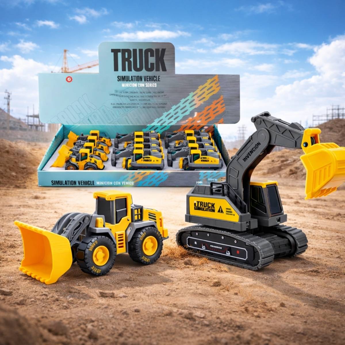 Mini Veículos de Construção Infantil – Escavadeira + Carregadeira - A375285/83