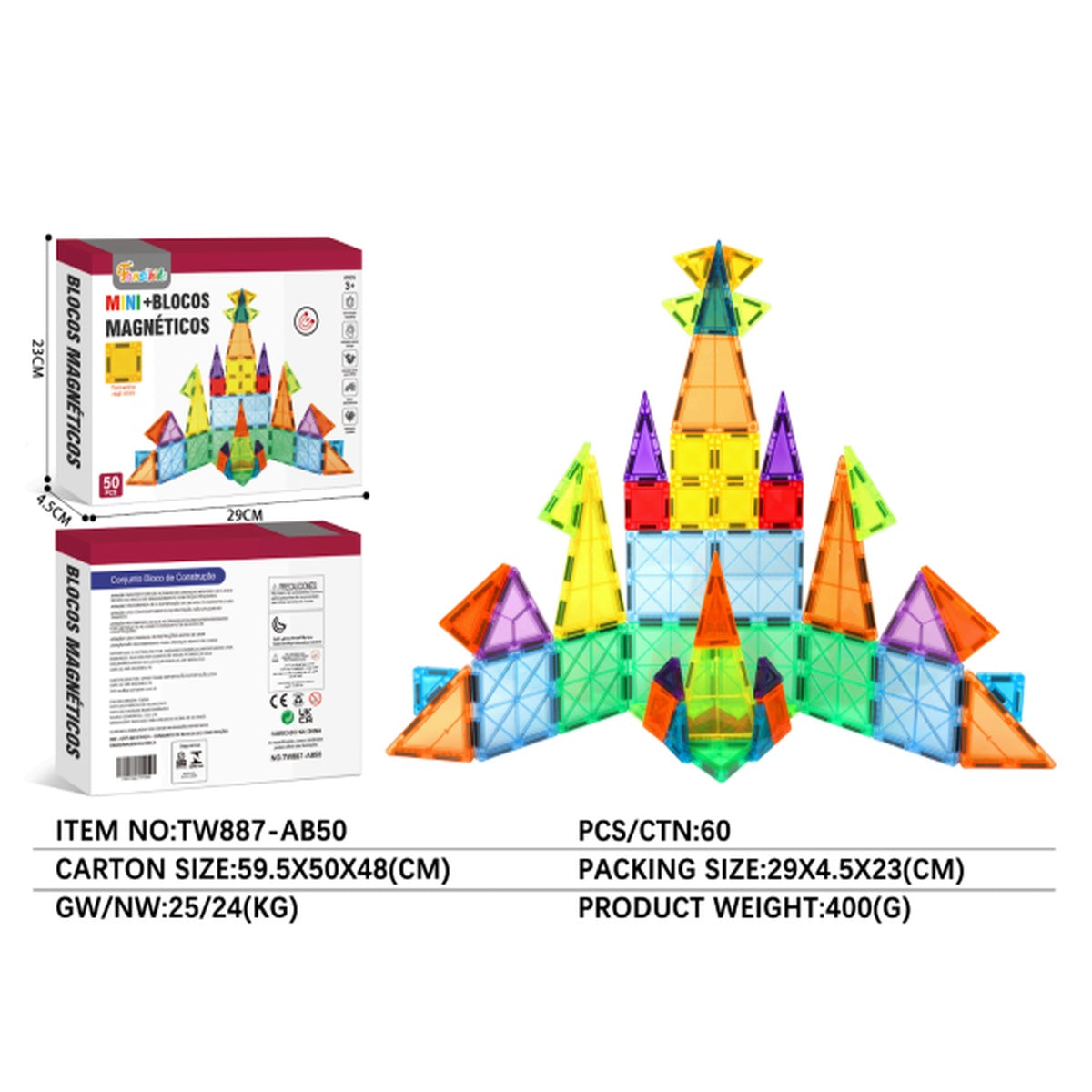 Os Blocos Magnéticos 3D Infantil 50 - TW887-AB50