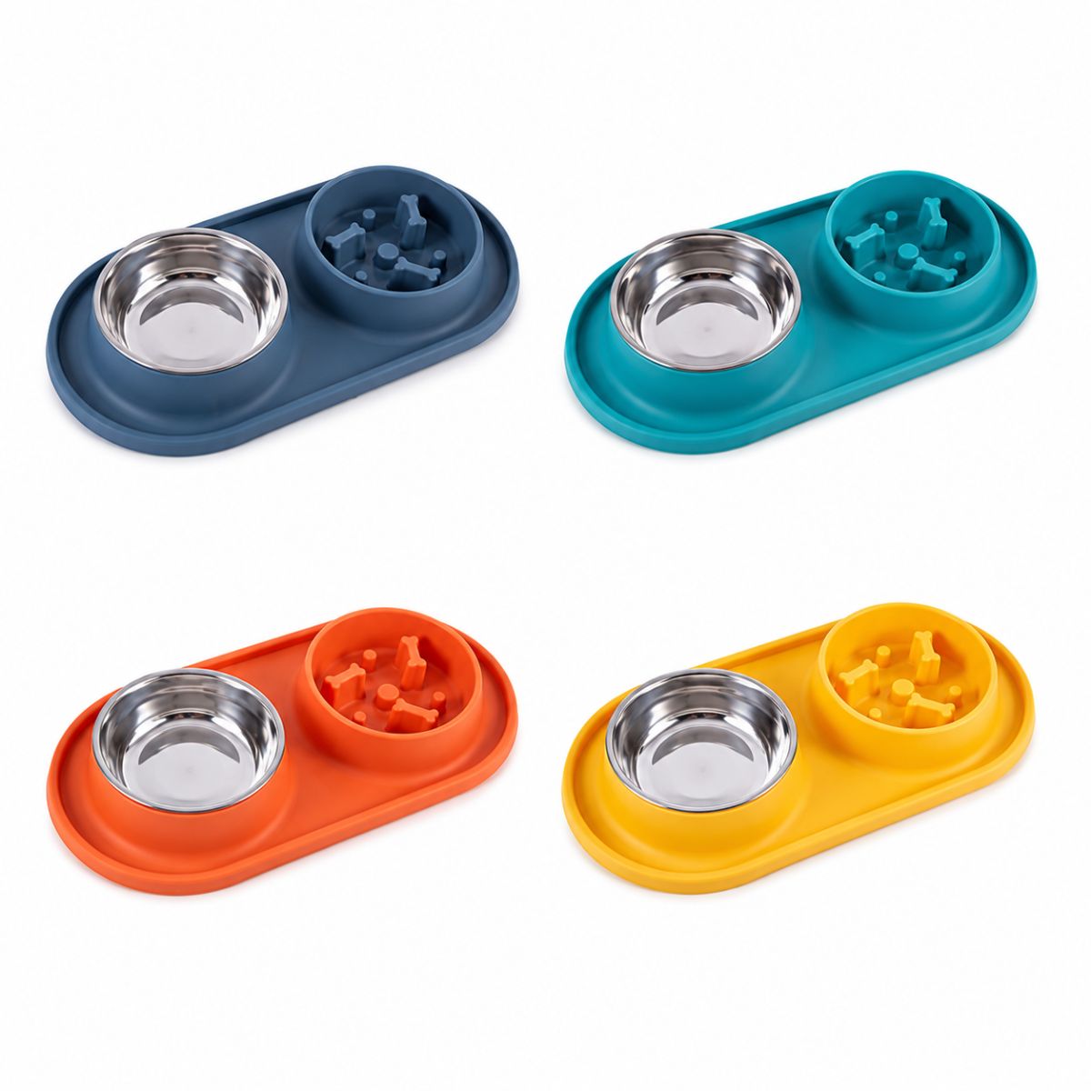 Comedouro Lento 2 em 1 para Pets com Tigela em Inox - PPC00033
