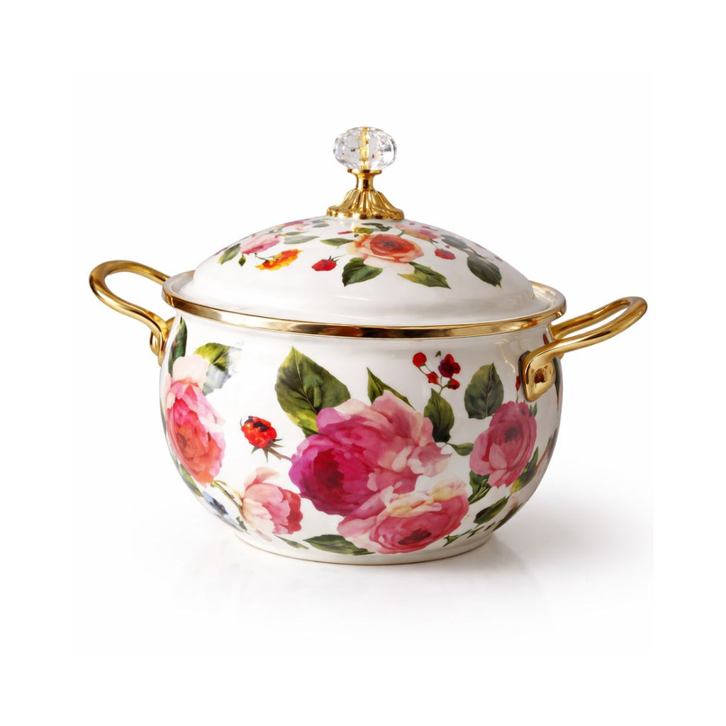 Panela Esmaltada com Estampa Floral Retrô - 1114