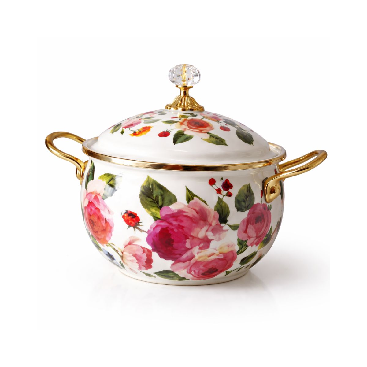 Panela Esmaltada com Estampa Floral Retrô - 1114