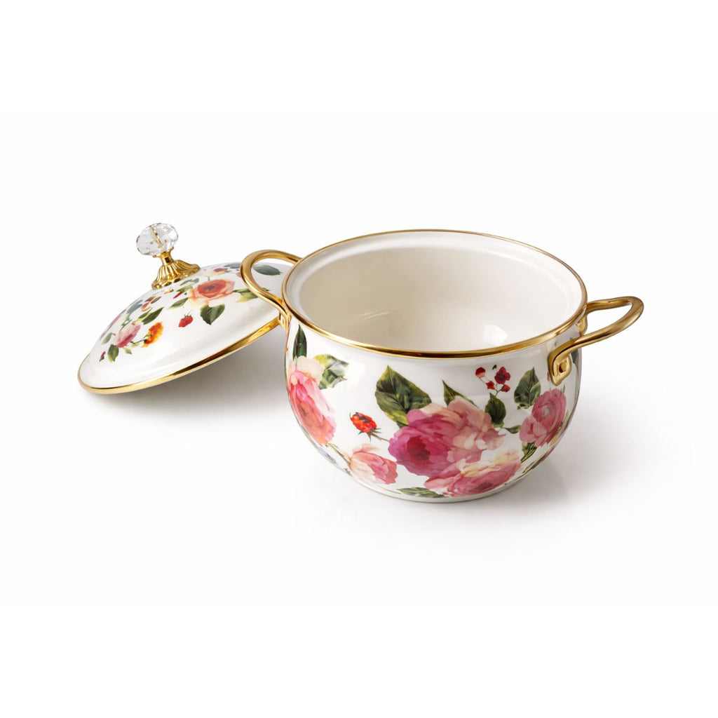 Panela Esmaltada com Estampa Floral Retrô - 1114