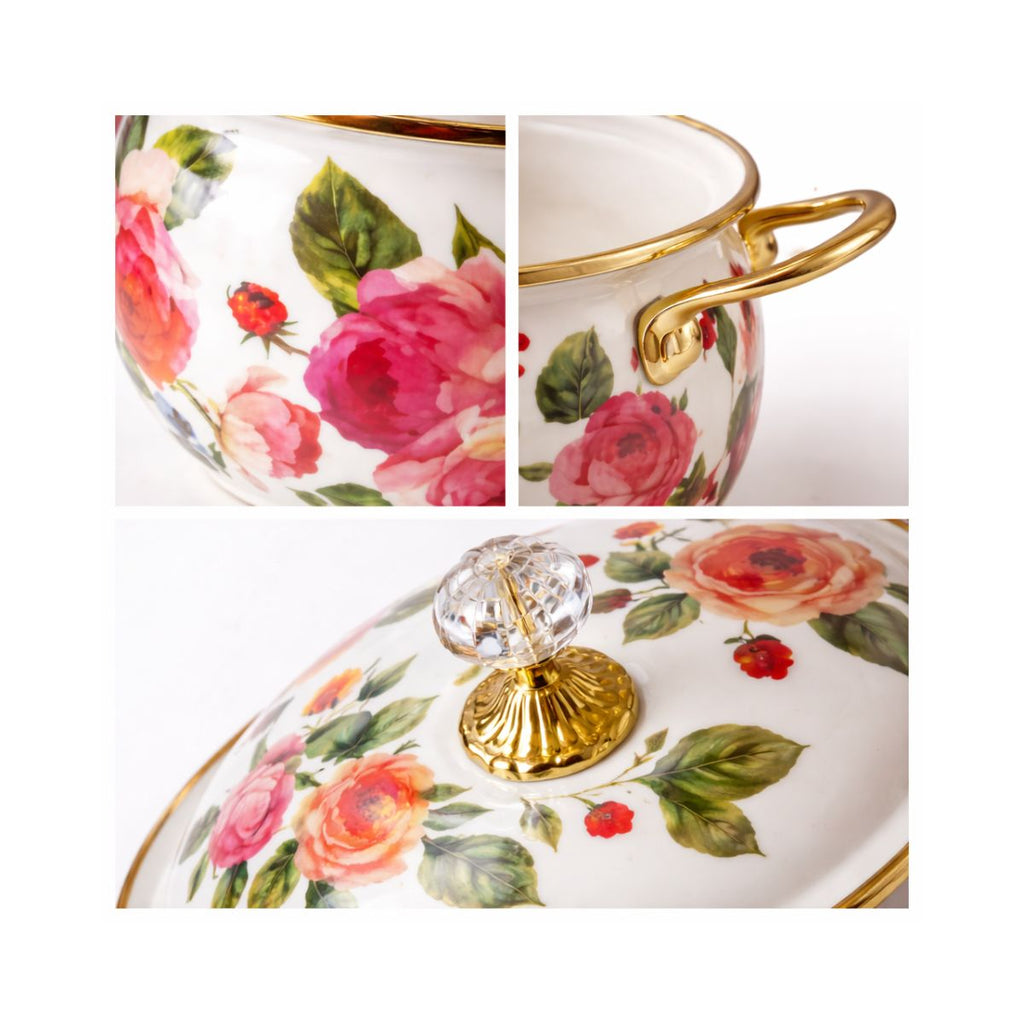 Panela Esmaltada com Estampa Floral Retrô - 1114