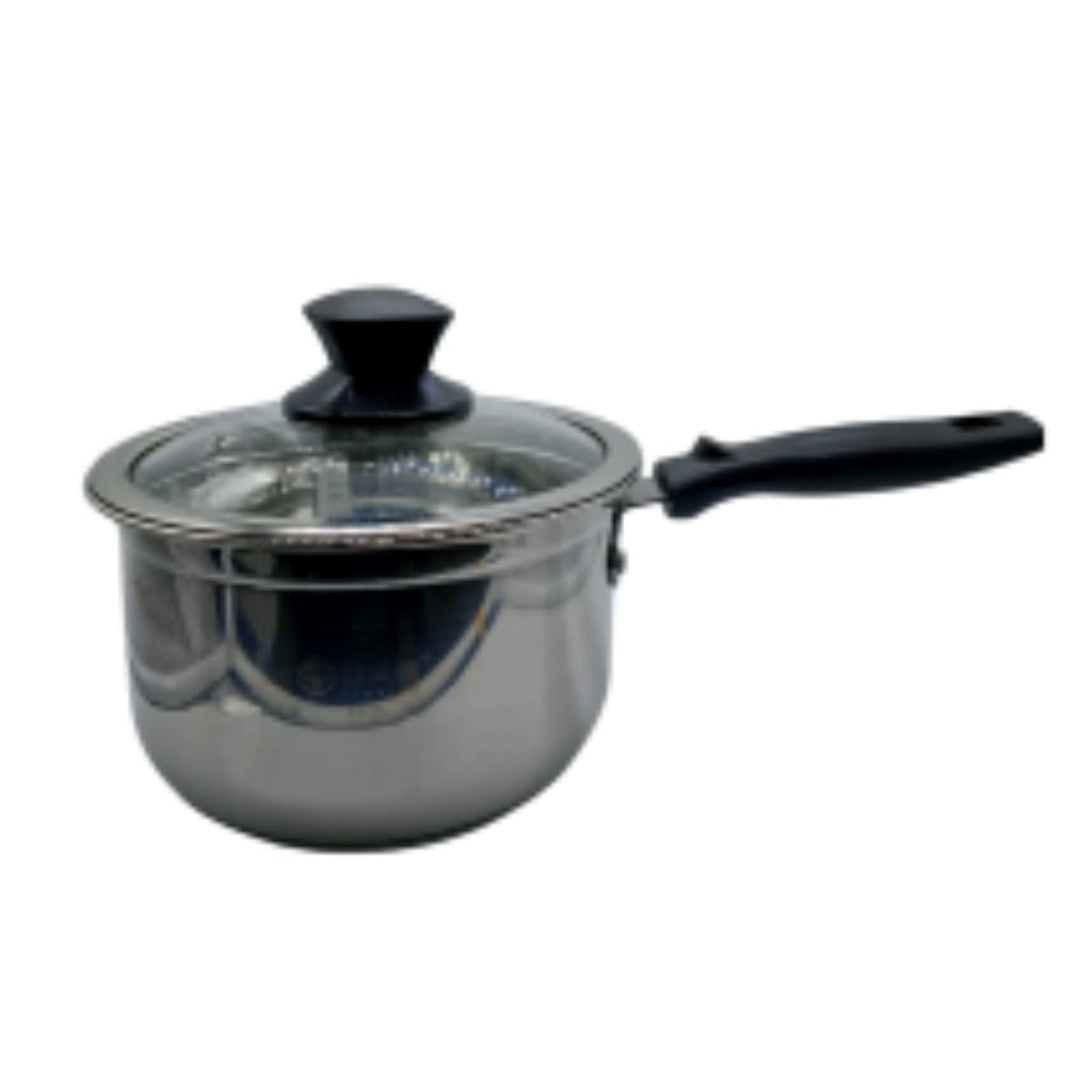 Panela Inox com Cabo Longo e Tampa de Vidro Resistente e Prática - XC-70944