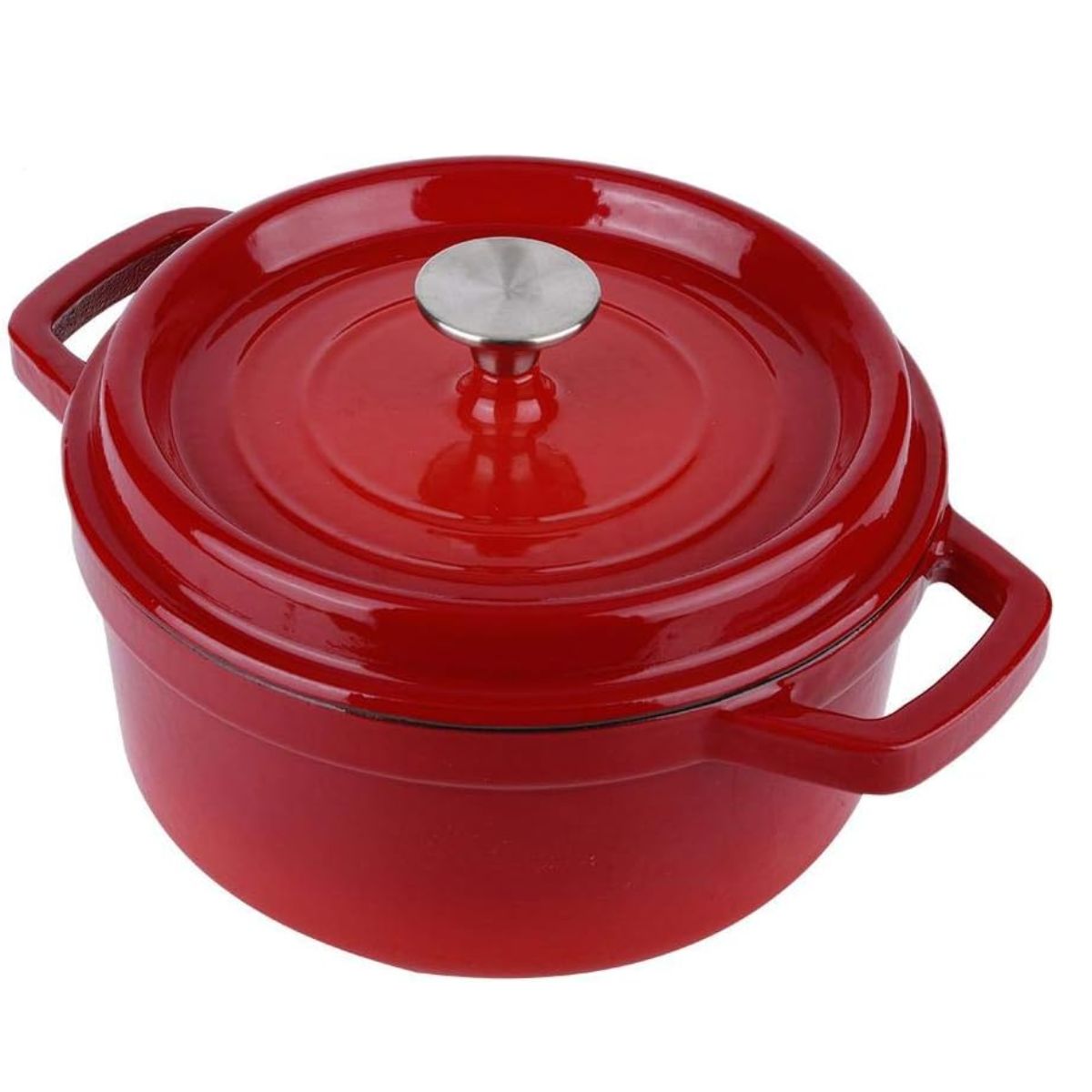 Panela Vermelha de Ferro Fundido Esmaltado 28cm com Tampa – IPA00071