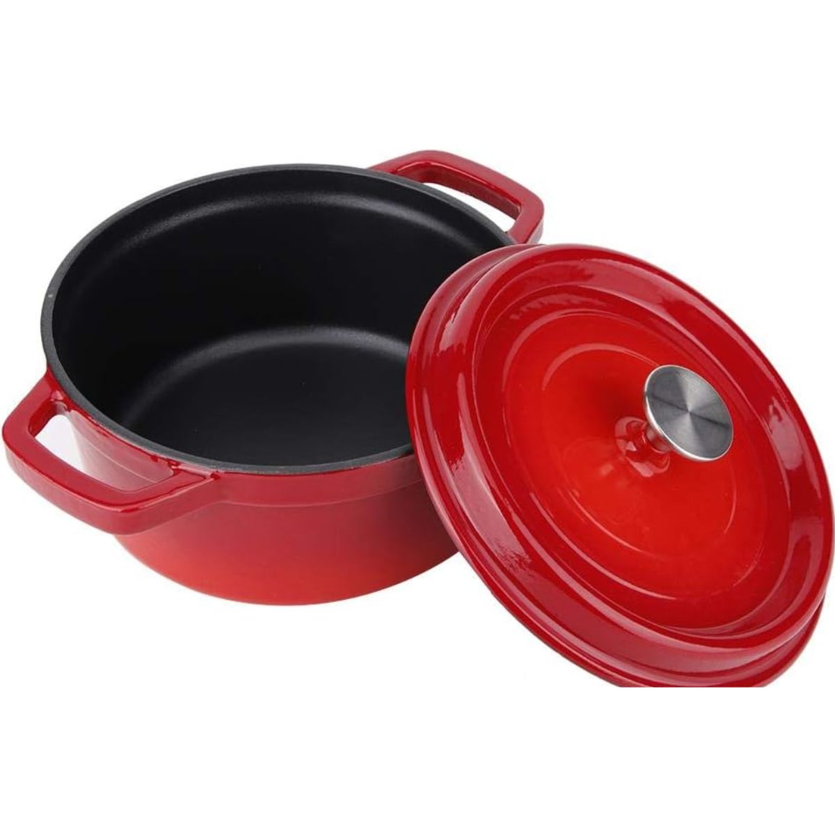 Panela Vermelha de Ferro Fundido Esmaltado 28cm com Tampa – IPA00071