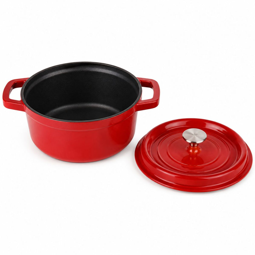 Panela Vermelha de Ferro Fundido Esmaltado 28cm com Tampa – IPA00071