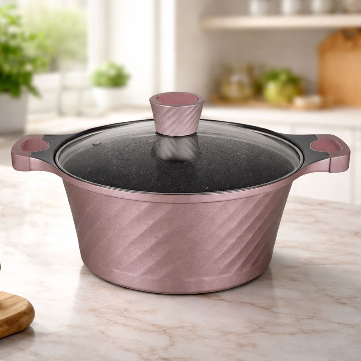 Panela Caçarola 24cm Antiaderente com Tampa de Vidro - CPN0026