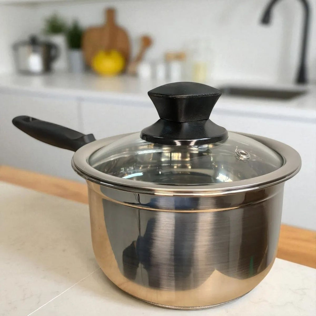 Panela Inox com Cabo Longo e Tampa de Vidro - XC-70943