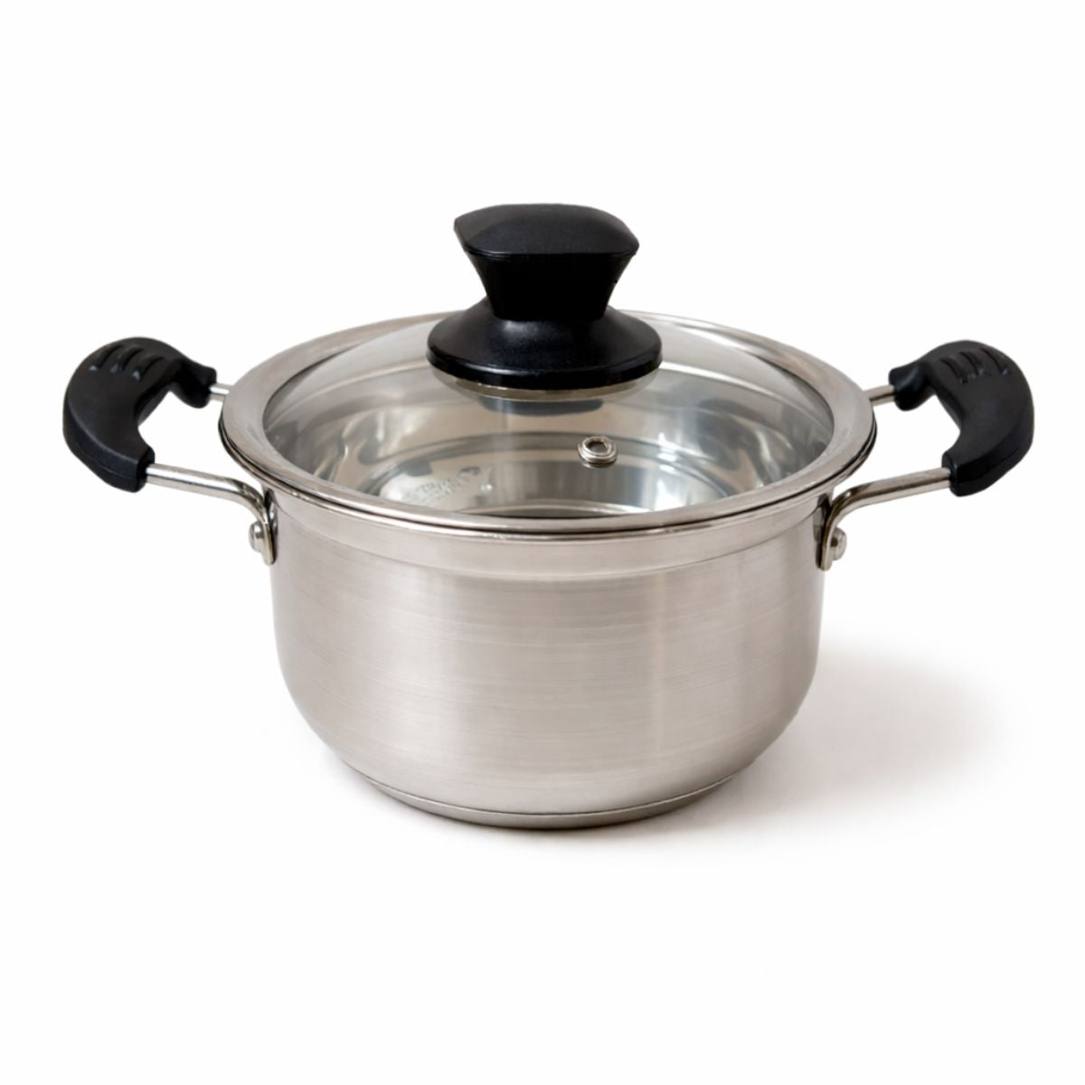 Panela de Aço Inox 24 cm com Tampa de Vidro e Alças Resistentes - XC-70942