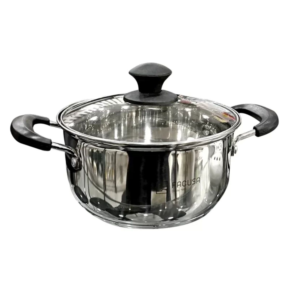 Panela de Aço Inox 24 cm com Tampa de Vidro e Alças Resistentes - XC-70942