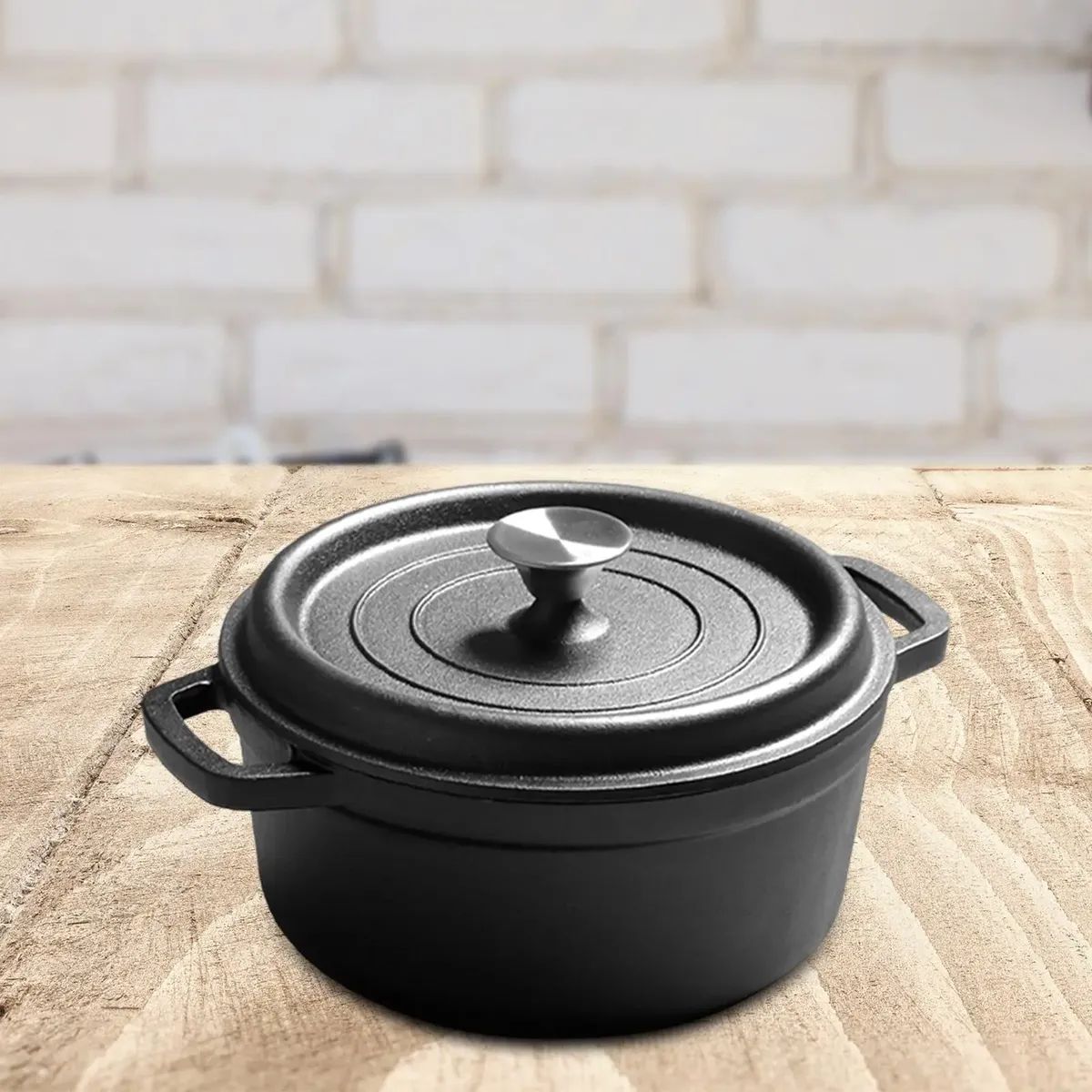 Panela de Ferro Fundido Preta Esmaltada 22cm - IPA00068