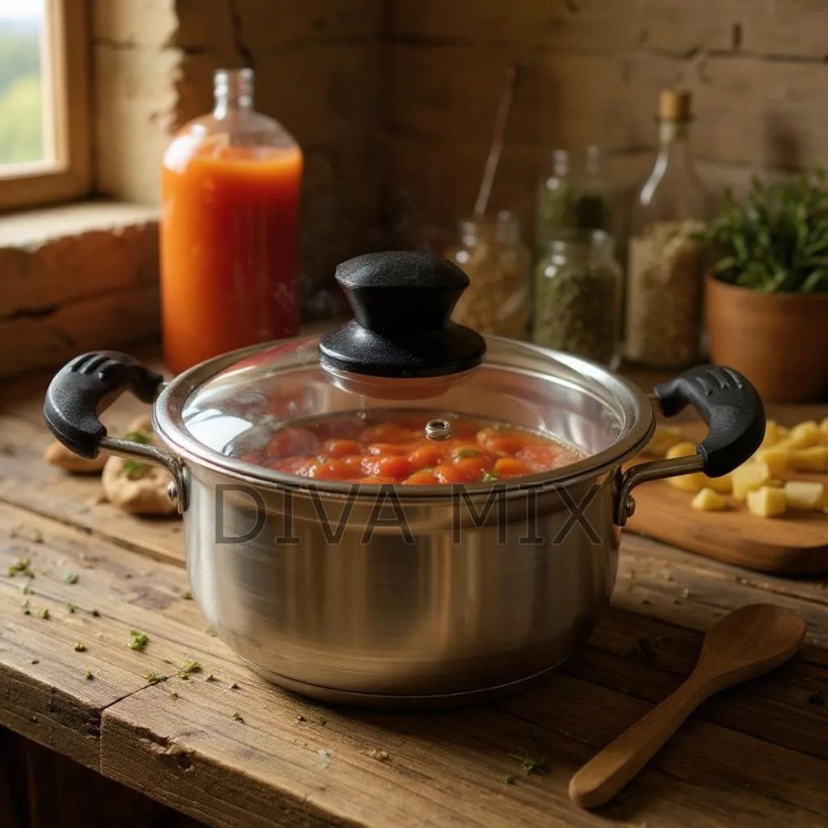 Panela de Sopa 22 cm com Tampa de Vidro para Cozinha - XC-70941
