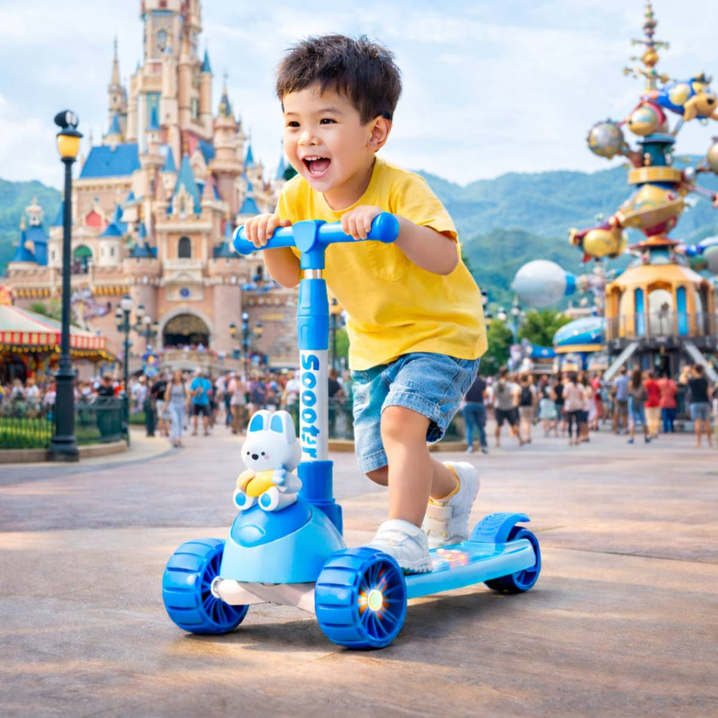 Patinete Coelhinho Azul Infantil com Luz E Som e Regulagem -  LUA601-001