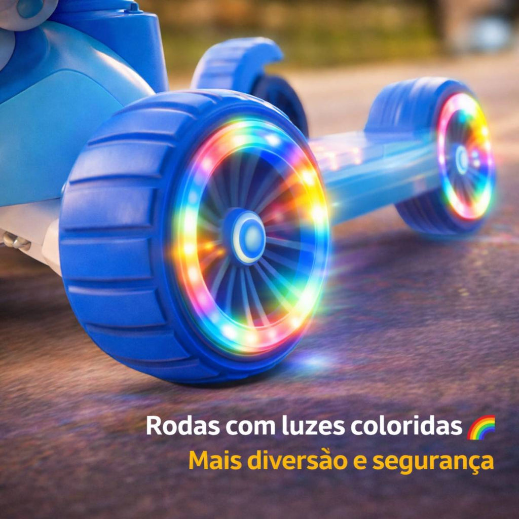 Patinete Coelhinho Azul Infantil com Luz E Som e Regulagem -  LUA601-001