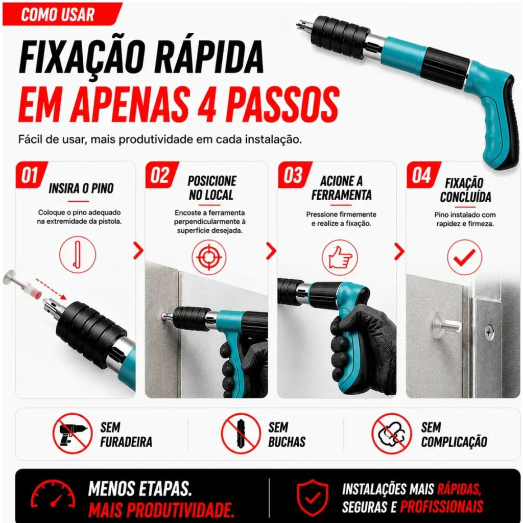 Pistola De Fixação Finca Pinos - FEL0011