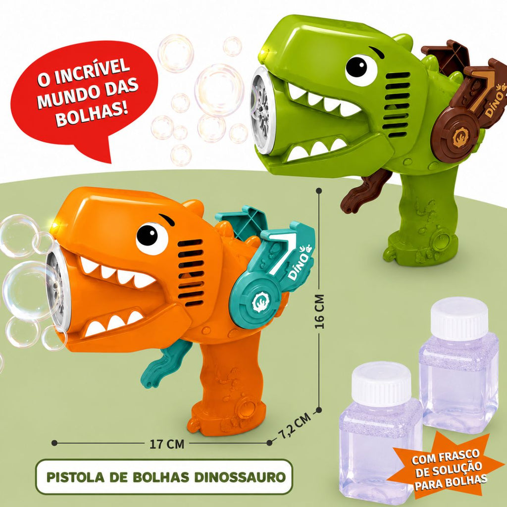 Pistola de Bolhas Dinossauro Infantil - BJG00007