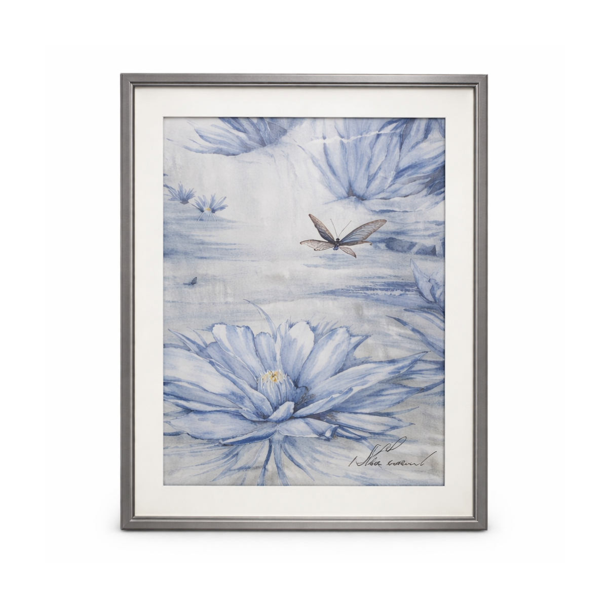 Porta-Retrato Lírio Azul e Libélula no Lago (15x20cm) – FDA0017